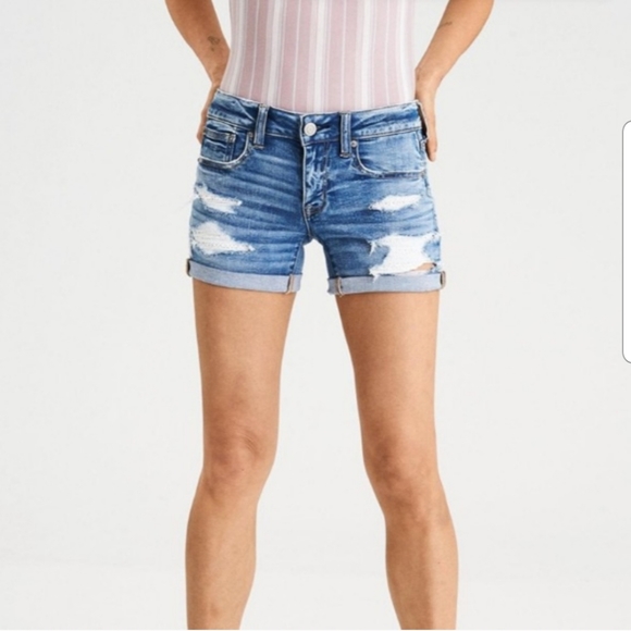 distressed midi shorts